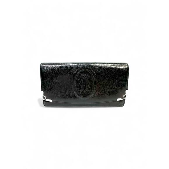 Cartier Vintage Must De Black Calfskin Leather Bifold Long...